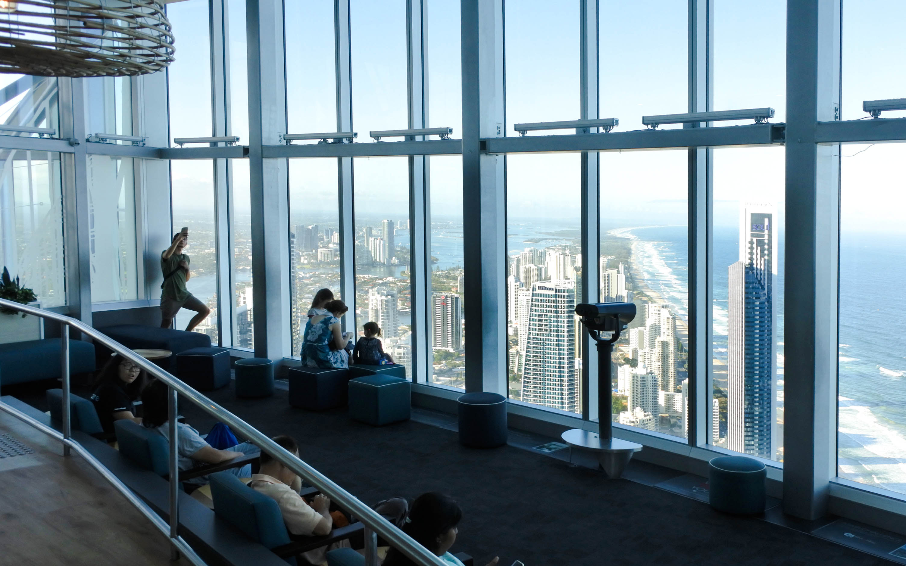 Guests enjoying the view from an observation deck overlooking Gold Coast, Australia.
