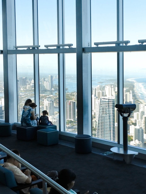 Guests enjoying the view from an observation deck overlooking Gold Coast, Australia.