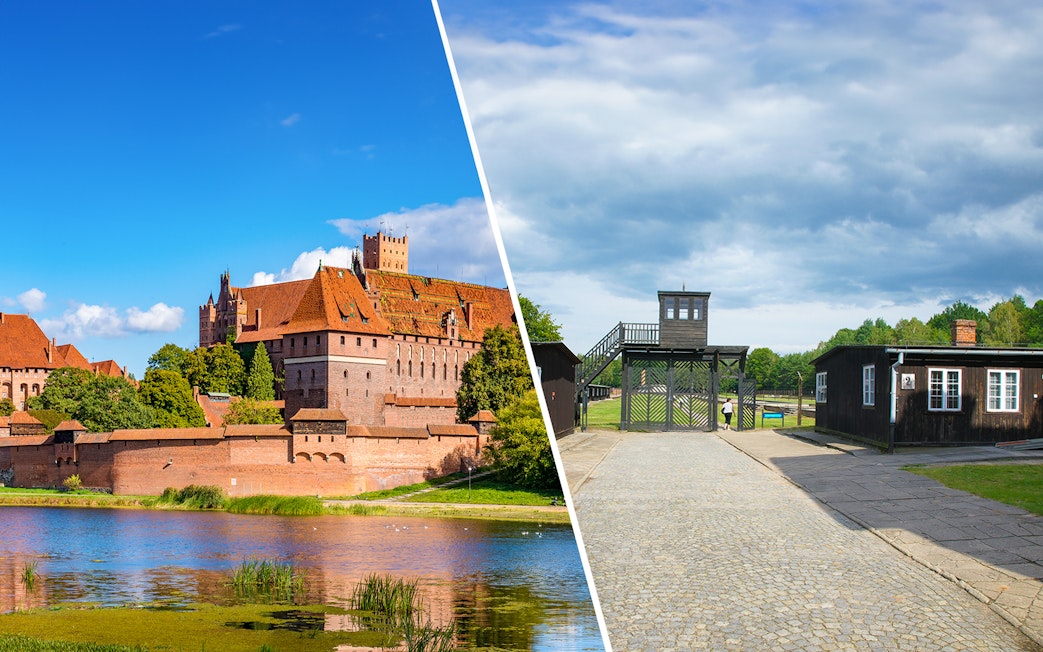 Malbork Castle and Stutthof Concentration Camp entrance, Poland.