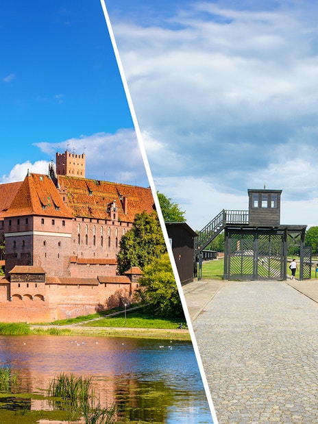 Malbork Castle and Stutthof Concentration Camp entrance, Poland.