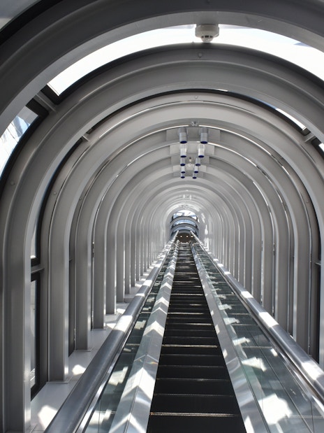 Escalator inside the Umeda Sky Building in Osaka, Japan.