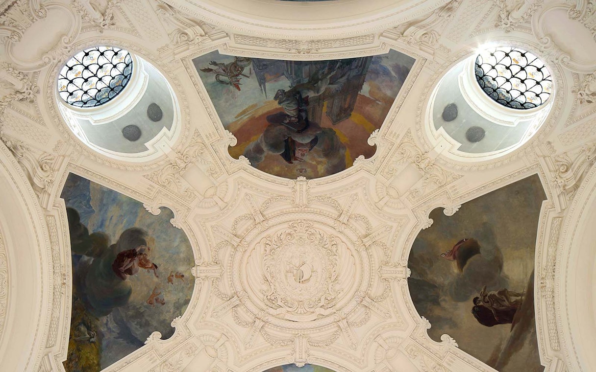 Petit Palais ceiling frescoes and ornate architecture, Paris, Bruno Liljefors Exhibition.