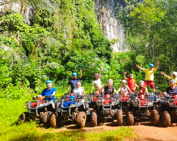 From Krabi: Emerald Pool & Hot Spring Waterfall Tour with ATV Ride