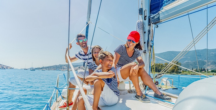 Family enjoying Barcelona Yacht trip