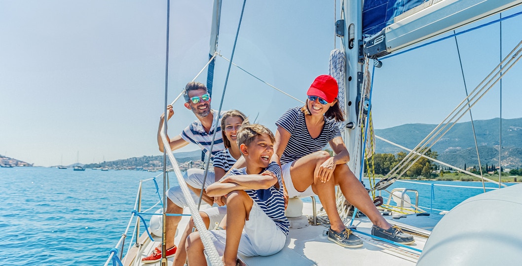 Family enjoying Barcelona Yacht trip