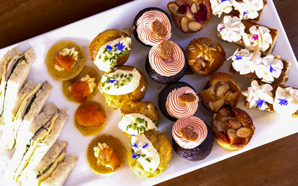 Assorted pastries and sandwiches served on TSS Earnslaw cruise, Queenstown.