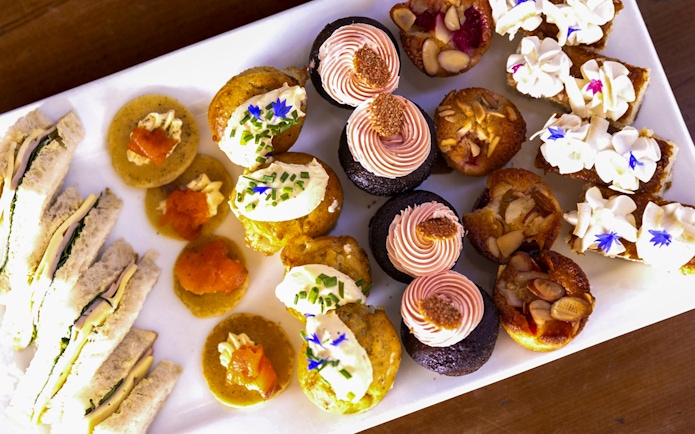 Assorted pastries and sandwiches served on TSS Earnslaw cruise, Queenstown.
