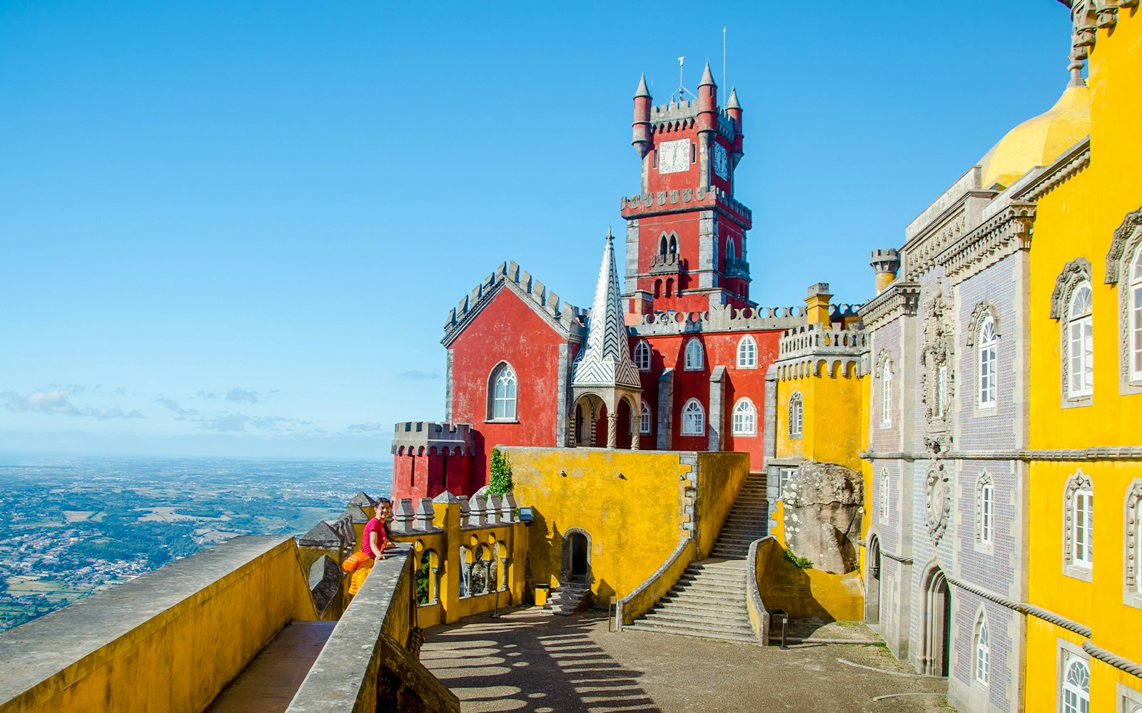 Pena Palace in Sintra, Portugal with colorful architecture and scenic views.