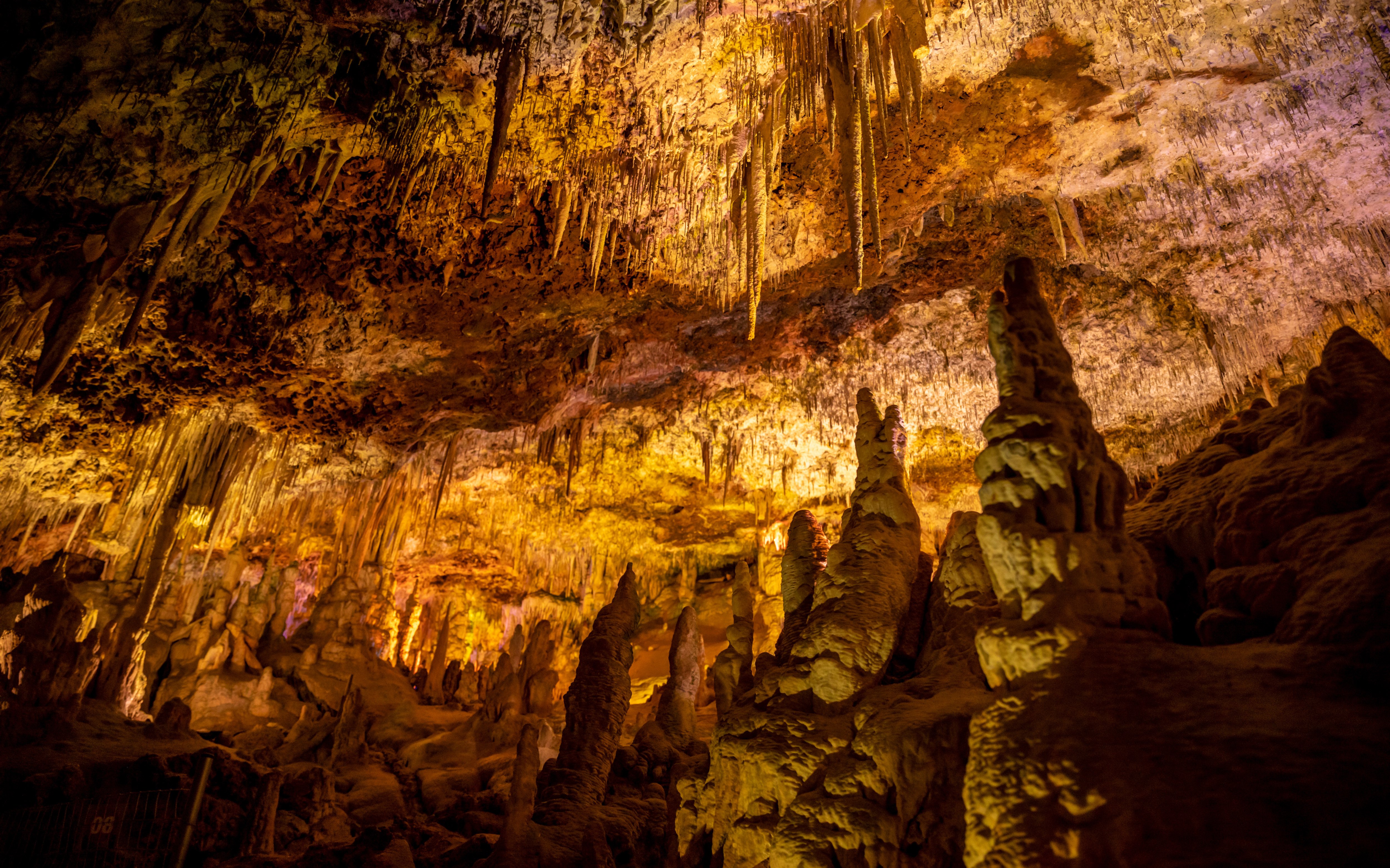 Stalactites and stalagmites in Hams Caves, Mallorca.