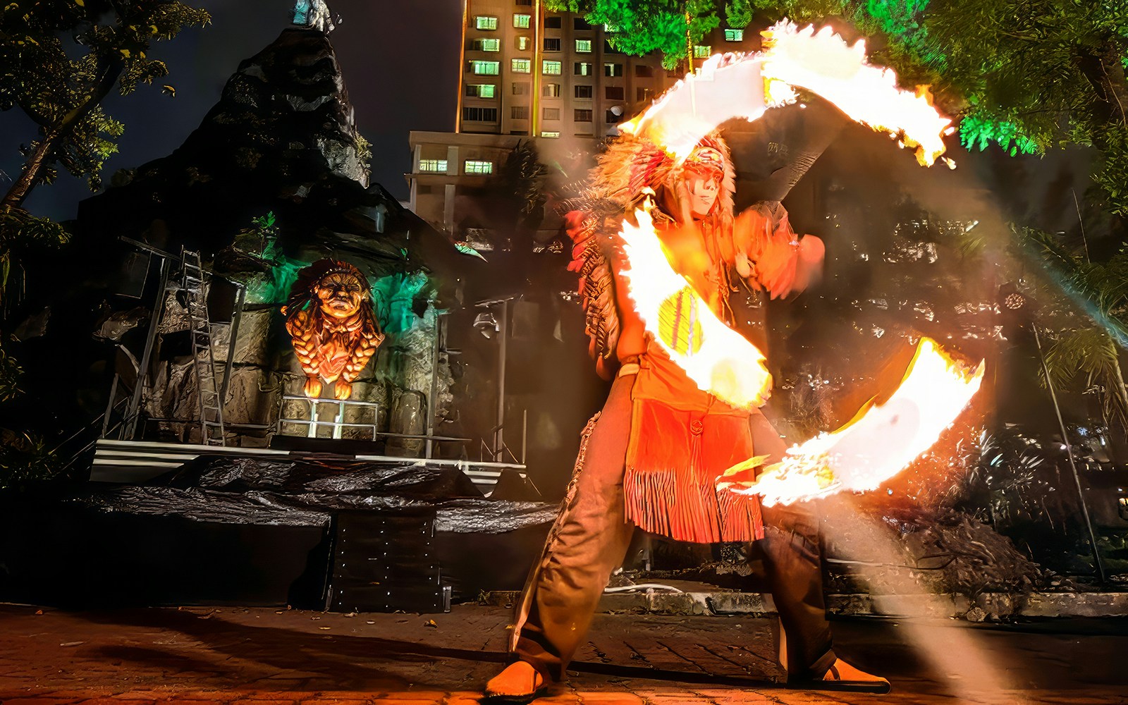Fire performer at Sunway Lagoon Night Park