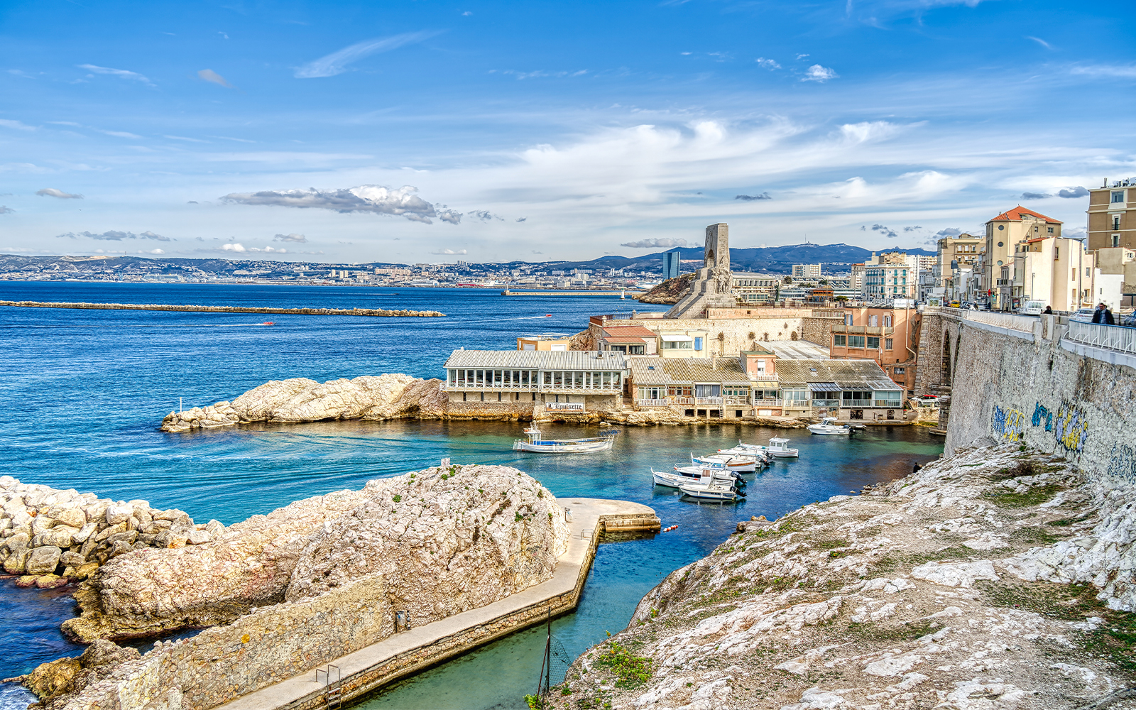 Corniche Kennedy coastline view in Marseille with scenic Mediterranean Sea.