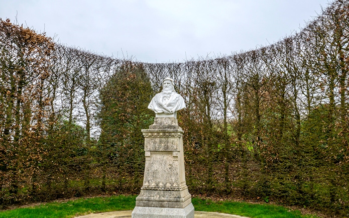 Bust of Leonardo da Vinci at Royal Amboise Castle garden.