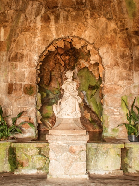 Statue of Leda in Leda's Grotto at Quinta da Regaleira, Sintra, Portugal.