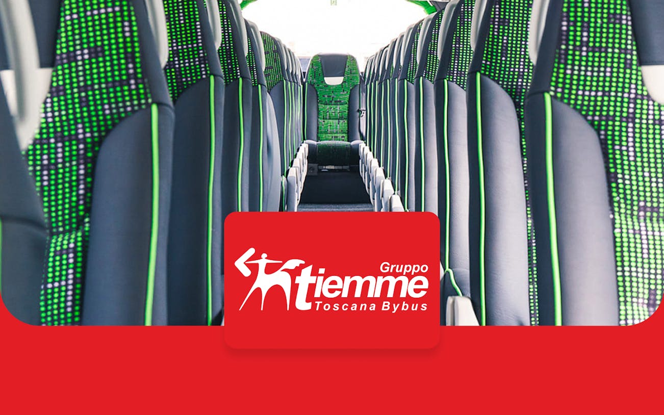 Bus interior for round-trip tickets from Rome Fiumicino Airport to Siena.