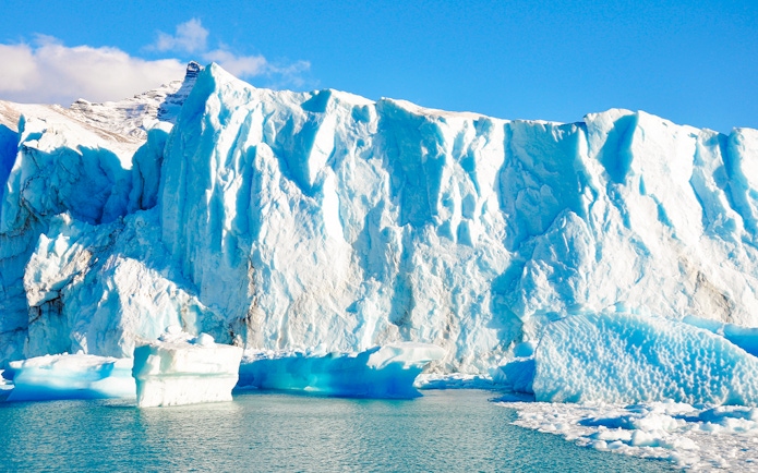 Glacier Spegazzini towering over turquoise waters, El Calafate, Patagonia, Argentina.