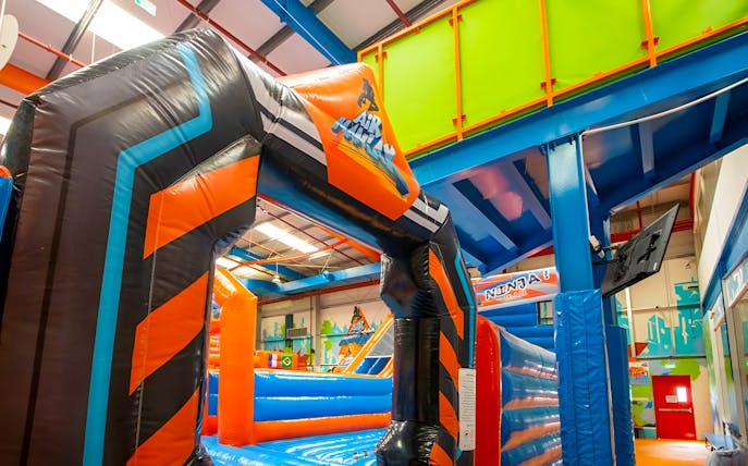 Inflatable obstacle course at Air Maniax Indoor Adventure Park.