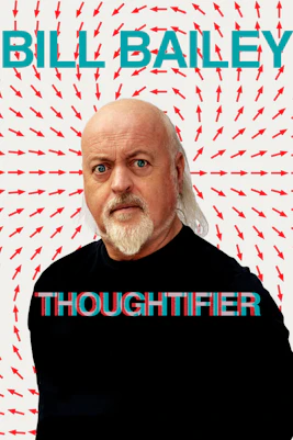 Bill Bailey performing Thoughtifier show on stage in London theater.