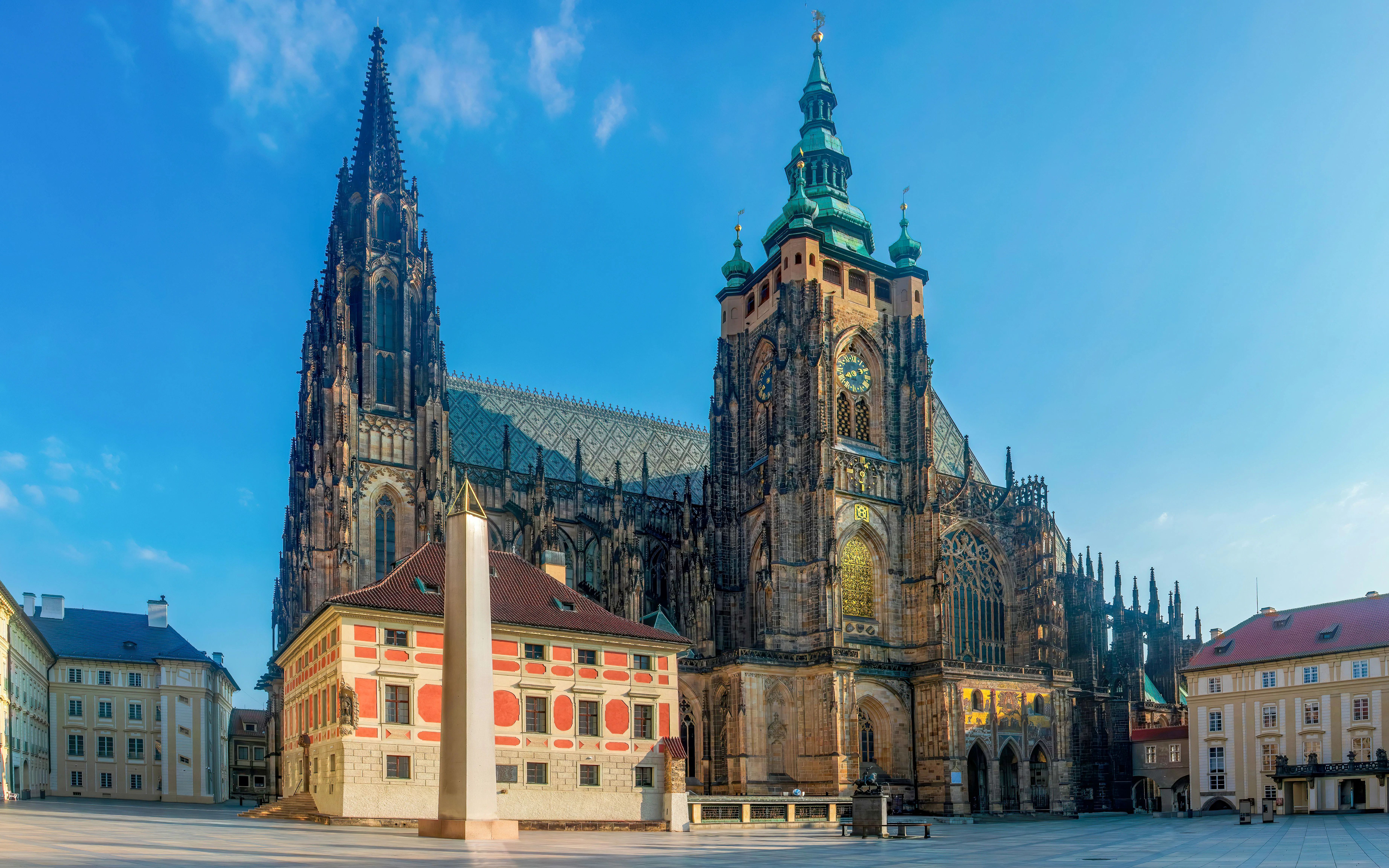 St. Vitus Cathedral with ornate Gothic architecture in Prague, Czech Republic.
