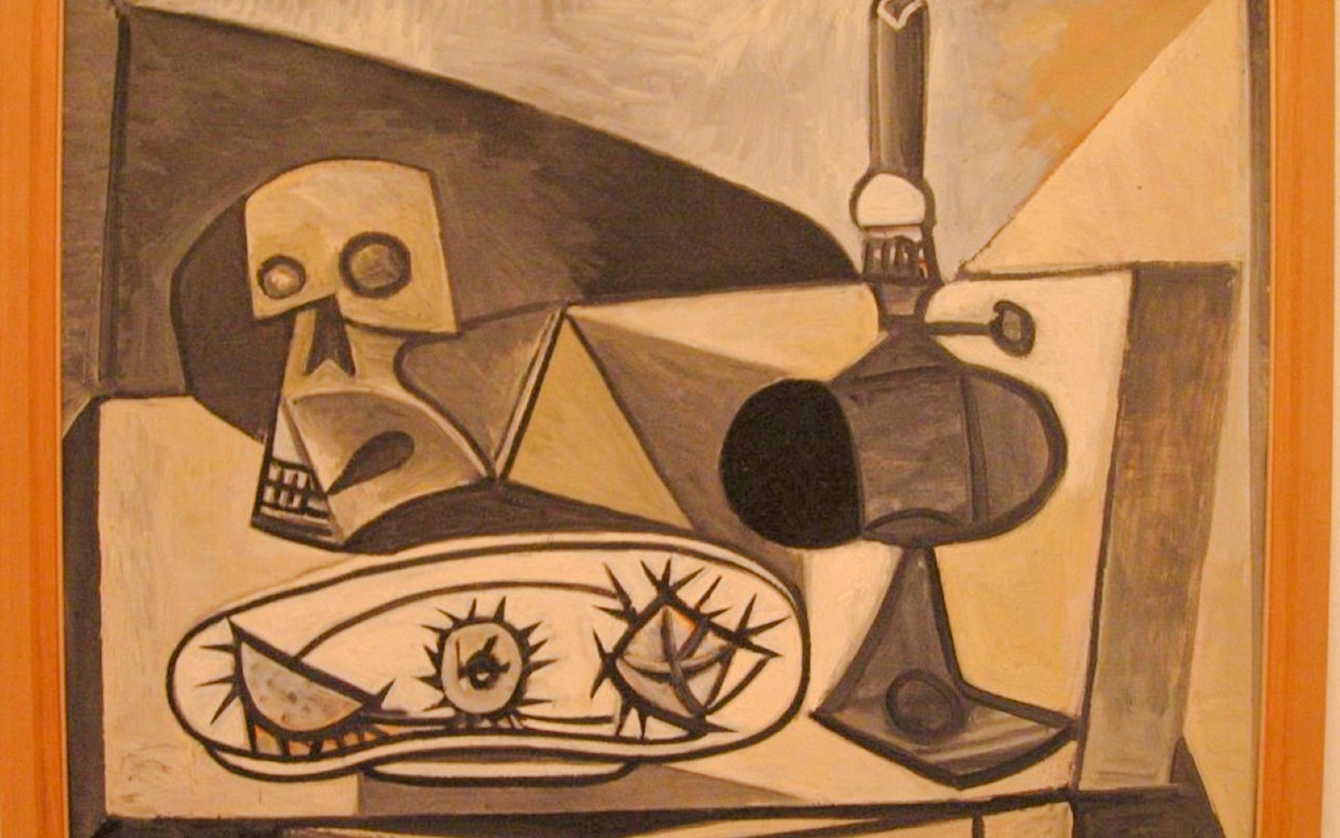 Cubist painting with abstract shapes at Picasso Museum, Paris, France.