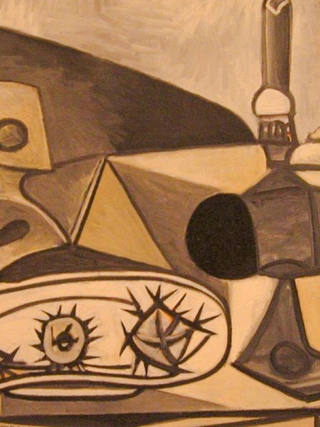 Cubist painting with abstract shapes at Picasso Museum, Paris, France.