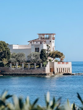 Villa Kerylos overlooking the Mediterranean Sea in Beaulieu-sur-Mer, France.