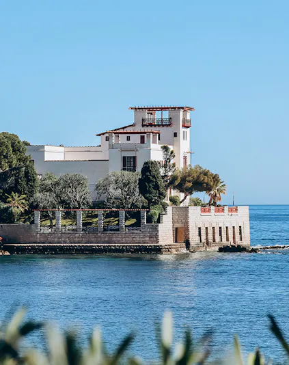 Villa Kerylos overlooking the Mediterranean Sea in Beaulieu-sur-Mer, France.