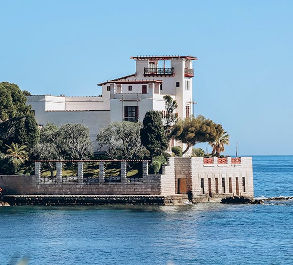Villa Kerylos overlooking the Mediterranean Sea in Beaulieu-sur-Mer, France.