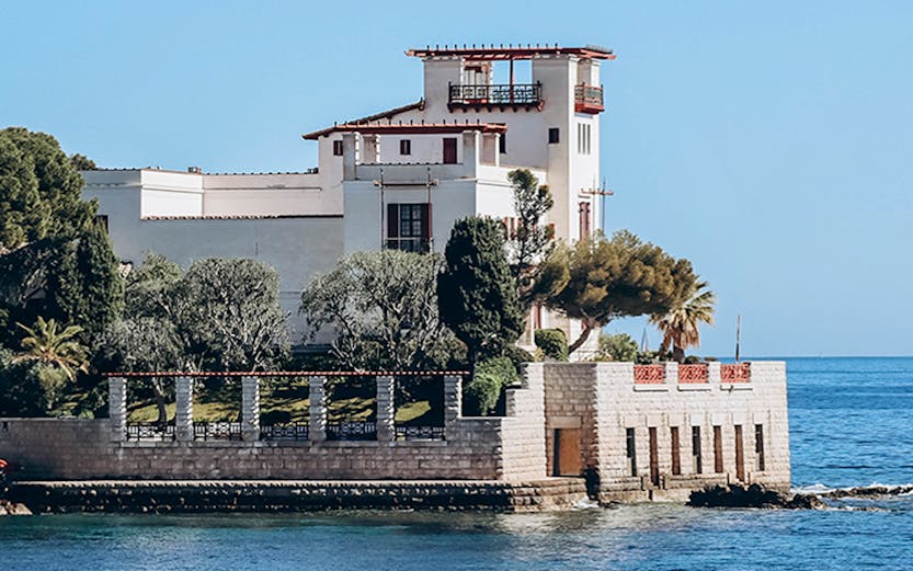Villa Kerylos overlooking the Mediterranean Sea in Beaulieu-sur-Mer, France.