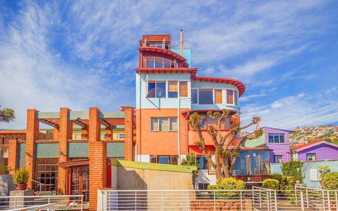 La Sebastiana, colorful house of Pablo Neruda in Valparaíso, Chile, with vibrant architecture.