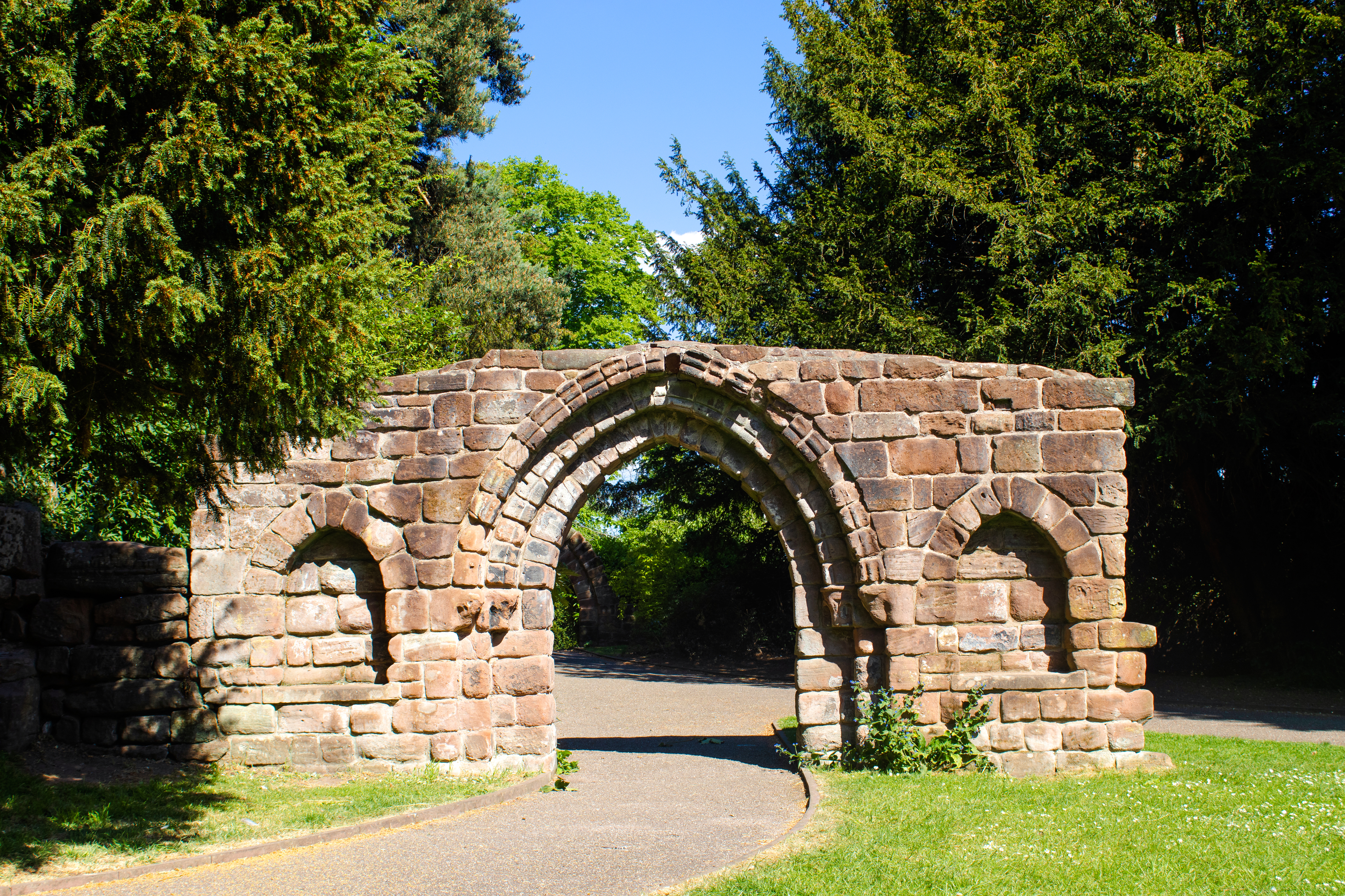 St Mary's Arch, a medieval archway, roman wall in chester uk