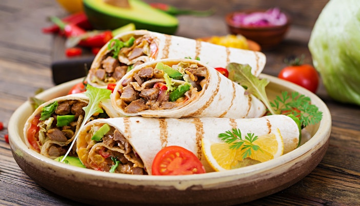 Delicious Mexican burritos served during a food tasting tour in Dublin