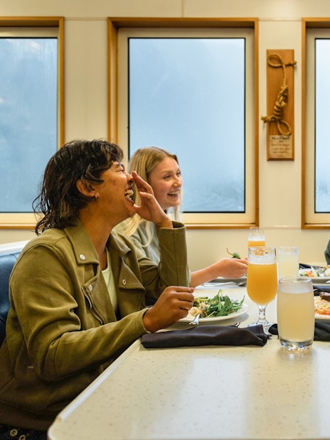 Group dining on Milford Sound cruise ship.