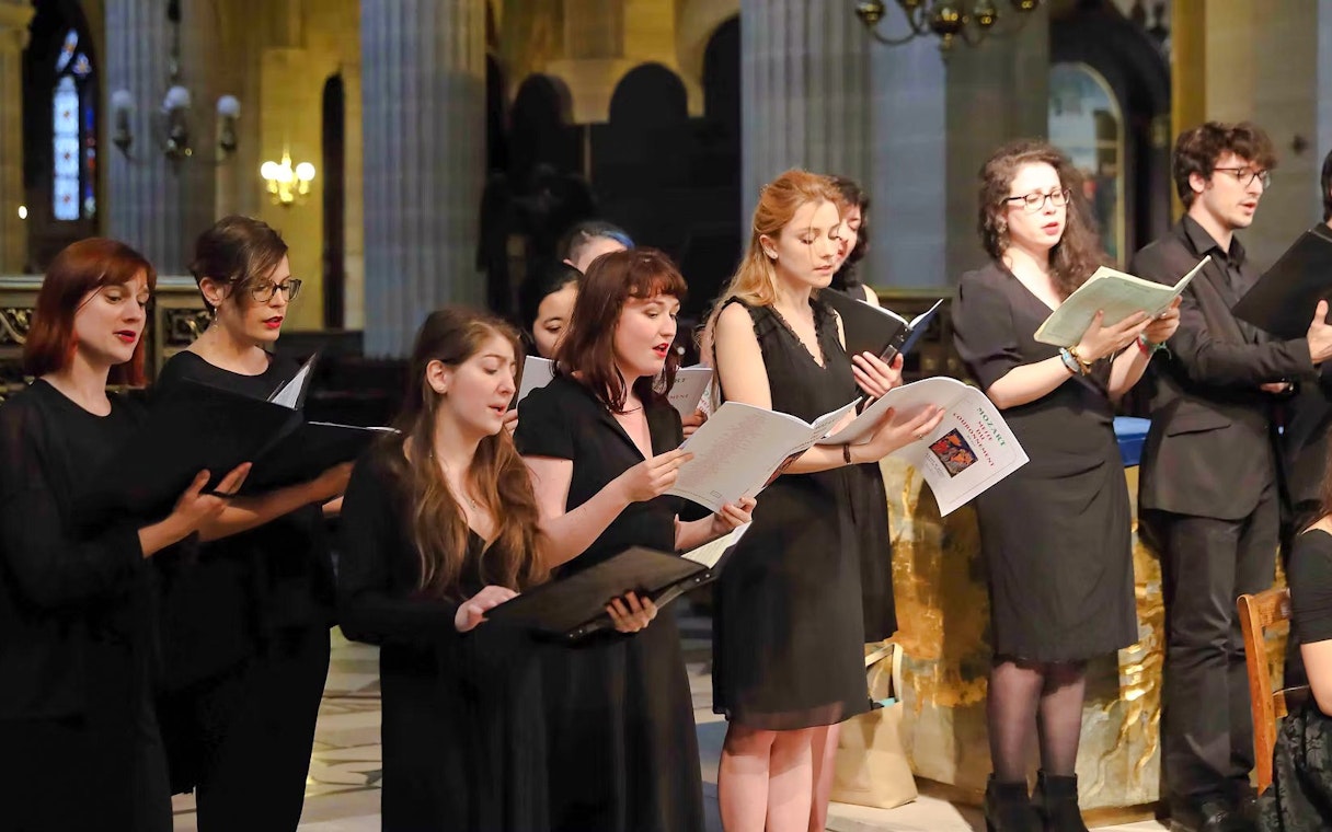 Choir performing at St Germain des Prés Church, Paris, France.