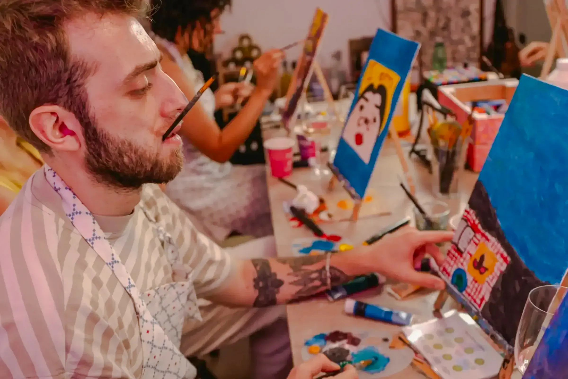Rome Painting Class with Unlimited Italian Wine, Snacks and All Materials