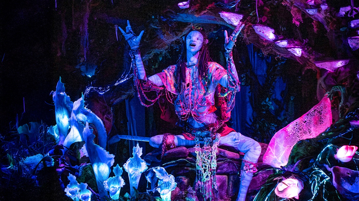Na’vi Shaman animatronic on Na’vi River Journey ride, Pandora, Disney's Animal Kingdom, Orlando.