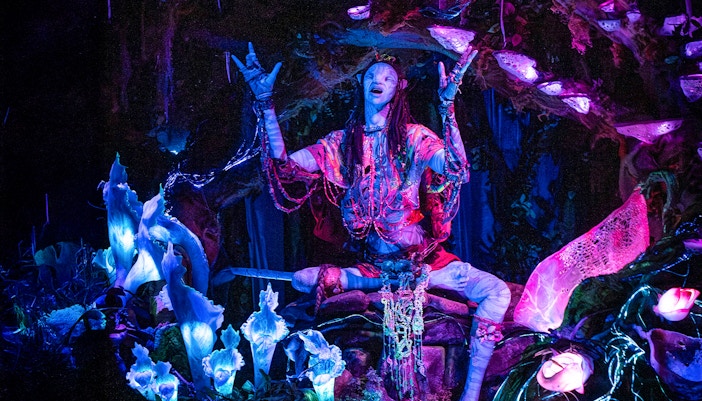 Na’vi Shaman animatronic on Na’vi River Journey ride, Pandora, Disney's Animal Kingdom, Orlando.
