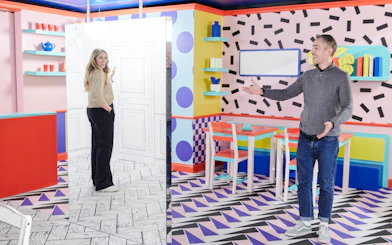 Guests interacting with optical illusions at the Twist Museum in London.