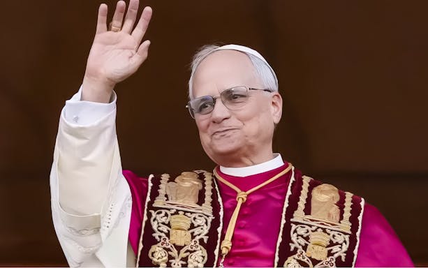 Pope Leo XIV waving during Papal Audience in Vatican City.