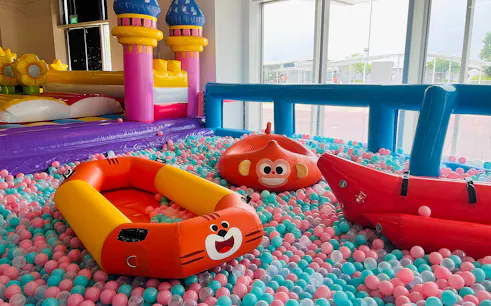 Inflatable playground with colorful ball pit at Bouncetopia by Kiztopia, VivoCity.