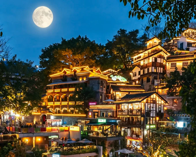 Chongqing Two-River Night Cruise with Door-to-Door Pick-up, Xiahaoli Old Street and Scenic Drive (Product 52706)