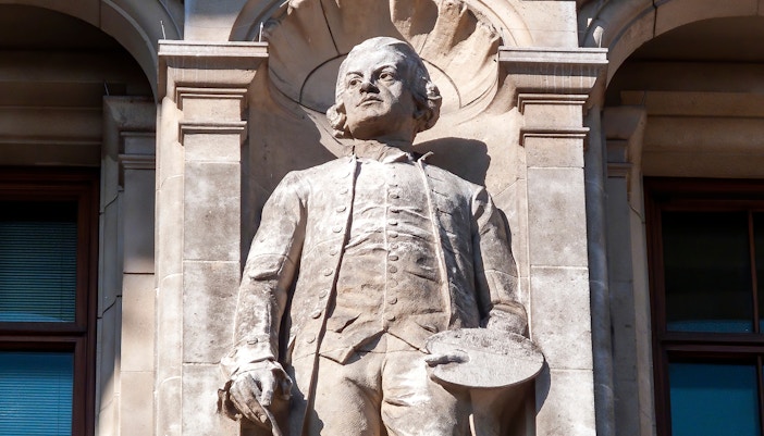 William Hogarth sculpture at Hogarth's House, London.