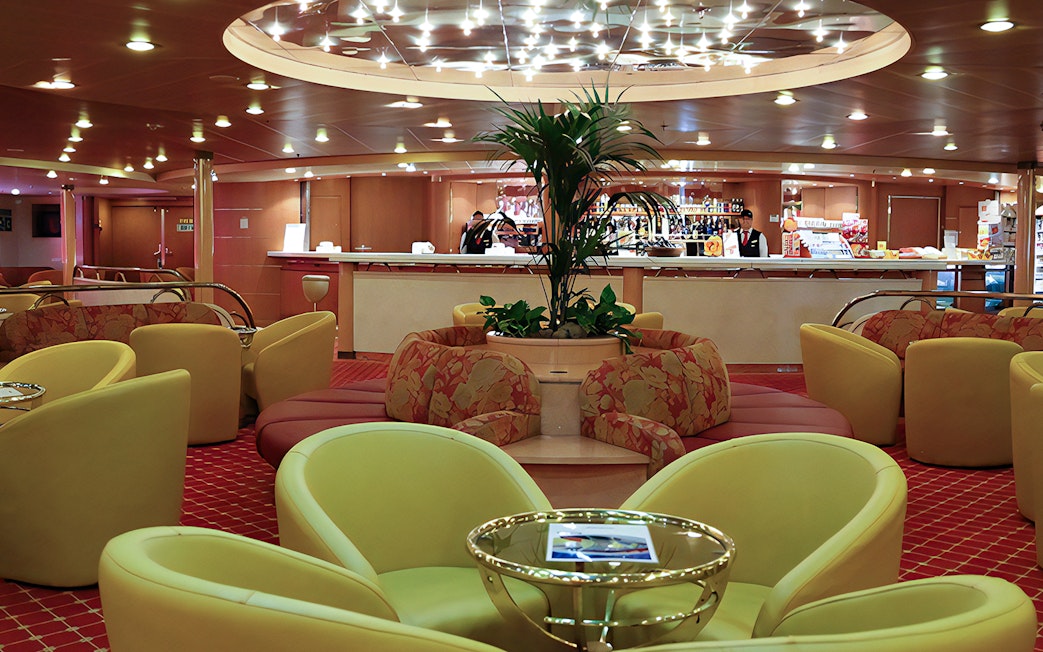 Luxurious seating area on SNAV ferry from Naples to Capri.