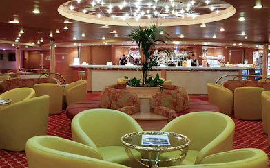 Luxurious seating area on SNAV ferry from Naples to Capri.