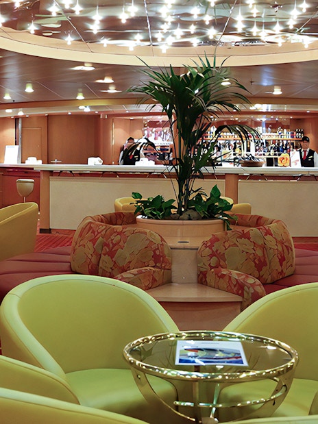 Luxurious seating area on SNAV ferry from Naples to Capri.