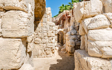Stone arched walkways at the Roman Theatre in Kom El Deka, Alexandria.