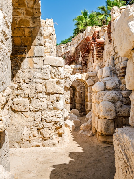 Stone arched walkways at the Roman Theatre in Kom El Deka, Alexandria.