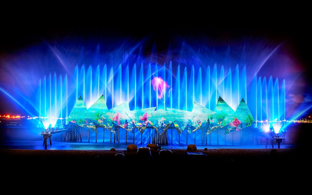 Sentosa Island light and water show, part of Singapore Cable Car Flexi Pass attractions.