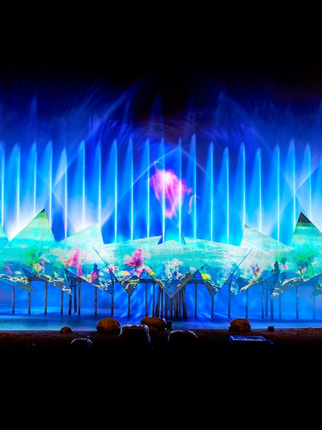 Sentosa Island light and water show, part of Singapore Cable Car Flexi Pass attractions.