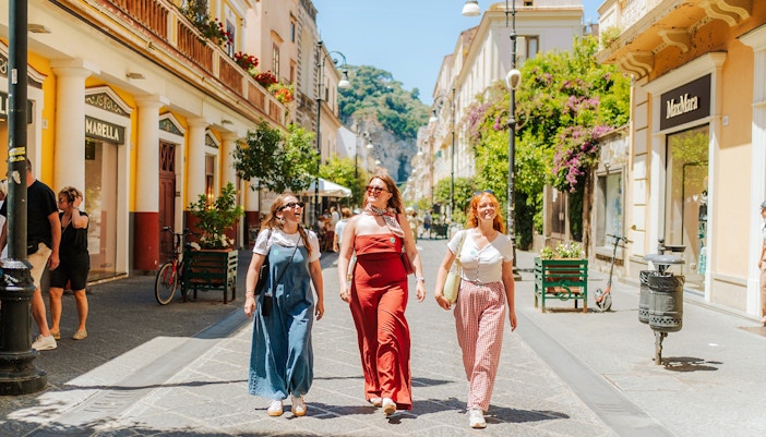 Walking along Corso Italia in Sorrento, Italy.