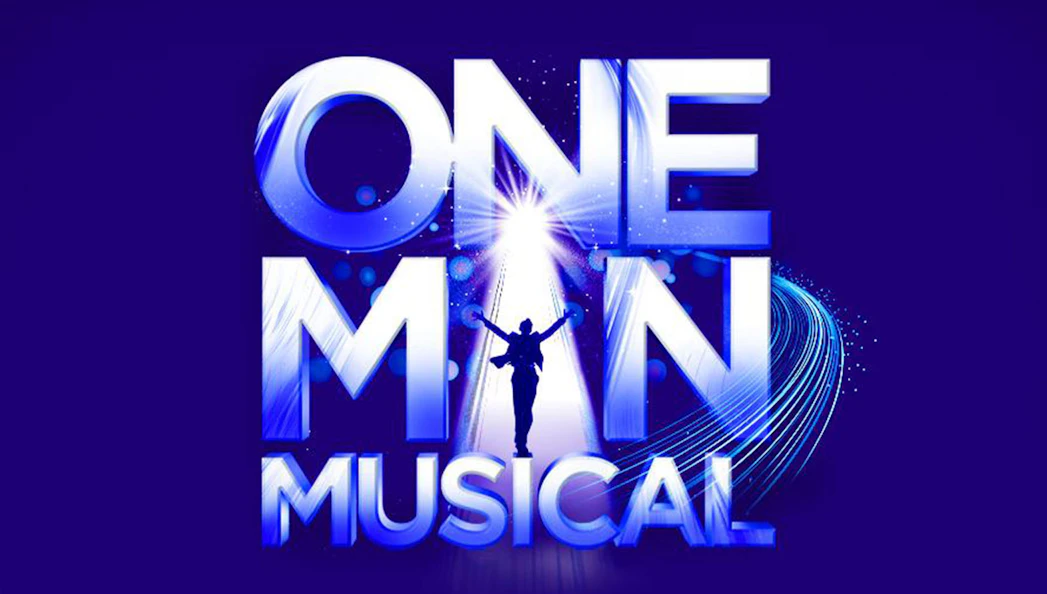 Silhouette of performer in One Man Musical by Flo & Joan logo